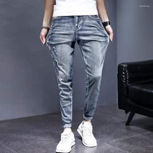 Jeans pour hommes Slim Stretch Casual Couture Affaires Mode Coréenne Droite Lâche Élastique Denim Pantalon