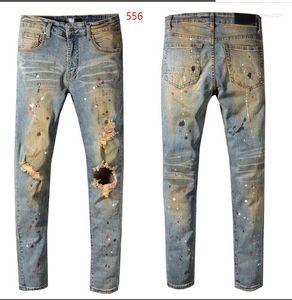 Jeans pour hommes Offre spéciale High Street Blue Ripped Patch pour hommes Slim Fit Stretch Black Denim Pants Pantalon décontracté Prix de gros 688