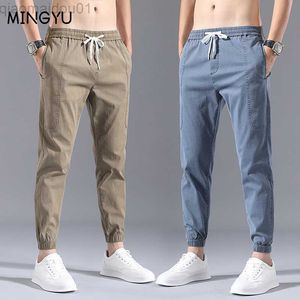 Pantalones vaqueros para hombre Primavera Verano Streetwear Hip Hop Pantalones cargo Pantalones cargo para hombre Elástico Harun Pantalón hasta el tobillo Joggers Caqui Imitar Jeans Hombre L230724