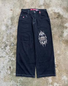 Jeans pour hommes Jnco Streetwear Y2K Hip Hop Graphique surdimensionné Baggy Pantalon noir Harajuku Casual Gothic Pantalon à jambes larges