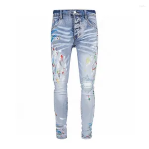 Jeans para hombres Top 10 marcas Diseñador de moda Skinny Destroyed Elástico Slim Fit Pantalones de mezclilla Racped Risped Venta