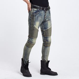 Jeans pour hommes Vente en gros au détail Hommes Jeans skinny hommes marque Runway slim denim élastique Biker hiphop moto Cargo pantalon 220923