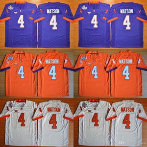 Hommes Enfants Clemson Tigers 4 DeShaun Watson Orange Blanc Violet Couleur Jeunesse College Football Cousu Maillots Broderie Logos Free Drop