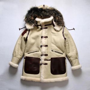 Hommes Cuir Faux 2024 Hiver Top Qualité Shearling Mouton Veste U S Army Air Forces B 7 Type Vintage Militaire Super Chaud Manteau 231005