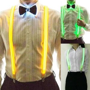 Bretelles lumineuses à LED pour hommes unisexe 3 bretelles à clips Vintage élastique en forme de Y réglable pantalon jarretelle pour Festival Club en gros