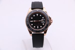 Reloj mecánico para hombre 268655 Moda de negocios Círculo de cerámica moderno Espejo de zafiro Superficie negra Correa de caucho Caja dorada