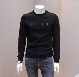 Sweats à capuche pour hommes modernes et élégants coréens jeunesse mâle pull hiver mince décontracté en peluche épaissie à manches longues haut noir blanc pull homme vêtements