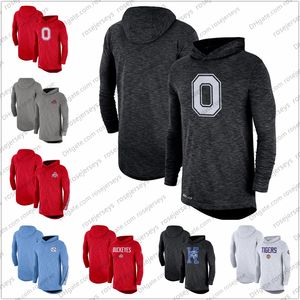 Men's NCAA Ohio State Buckeyes 2019 Sideline Long Sleeve Hooded Performance Top Black Gray Red Size S-3XL