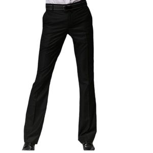 Pantalones de hombre 2022 Primavera Hombre acampanado West Suit Formal con cubierta trasera Flap Bell Bottom Pant Black Business Size 28