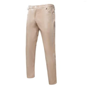 Pantalons pour hommes 2023 couleur bonbon Pu décontracté en cuir Performance vêtements hommes taille haute pantalon droit