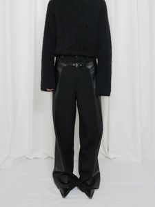 Pantalons pour hommes 2023 Hommes Vêtements pour femmes Yamamoto Style Pantalon droit en cuir épissé Costumes de grande taille 27-46