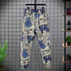 Pantalons pour hommes 2024 Hommes Automne Hiver Casual Harem Taille élastique Poches Bear Print Sport Loose Fit Long Streetwear Slim Pant