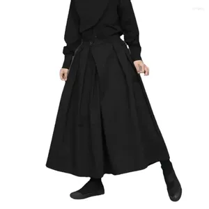Men's Pants 2024 Trendy Gothic Dark Style Loose Cropped Hakama Wide Leg Large Size Design Sense Samurai Clothing