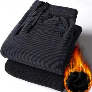 Pantalones para hombres 2024 Pantalones de chándal de pana de invierno Hombres Cordón Polar Forrado Grueso Cálido Pierna ancha Recta Casual Pantalones sueltos masculinos