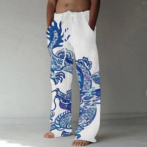 Pantalones de hombre con estampado 3D con cordón Hippie Harem holgados Boho Yoga Casual pantalones con entrepierna caída