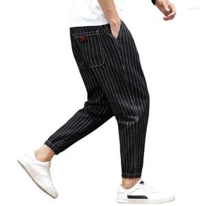 Pantalones de hombre Otoño Invierno Jeans de hombre Harlan Pierna Elástico Rayas Ropa casual en verano Hombres Streetwear Baggy Punk