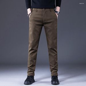 Pantalon pour homme, tissu en coton doux, décontracté, épais, Business, Slim Fit, vêtements de marque, mode coréenne, automne hiver