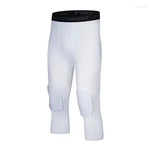 Pantalones para hombre Pantalones cortos de baloncesto Deportes Anti-Evitación Seguridad Fitness para hombre Leggings 3/4 con rodilleras Pantalones de compresión a prueba