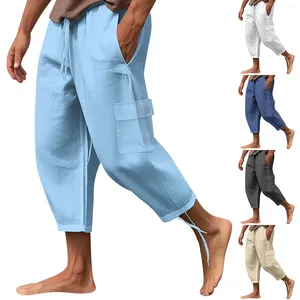 Pantalones De playa para Hombre con puños con abertura, Ropa De Hombre cómoda y transpirable, informal, Simple, De Color sólido, De tela suave