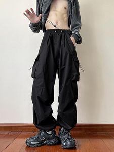 Pantalones de hombre Negro Samurai Oversize Street Knickerbockers Felpa Estadounidense Cargo Monos Moda Recta Alta