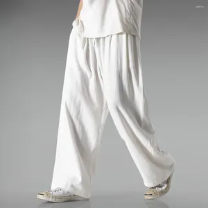 Pantalon Baggy décontracté pour hommes, taille élastique, droit, options de couleur unie (noir/gris/abricot/blanc/marine)