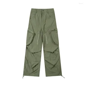 Pantalones para hombres Diseño Cremalleras plegables Púrpura Primavera Vintage Baggy Green Cargo para hombres Mujeres Pantalones de pierna ancha sueltos Invierno