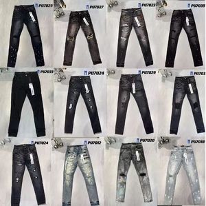 Nuevos pantalones para hombre Jeans de diseñador para mujer High Street Trend Negro Locomotora rasgada Slim Fit Biker Jeans de marca morados para hombre Jeans elásticos de pierna recta para hombre Grind White