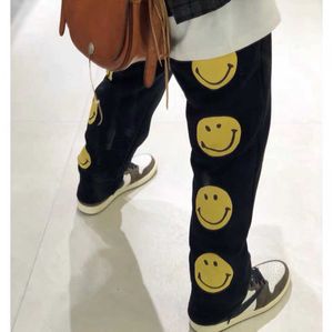 Pantalones de hombre Fla's estilo Kapital cara sonriente con cuatro ojos, algodón y los mismos pantalones casuales.