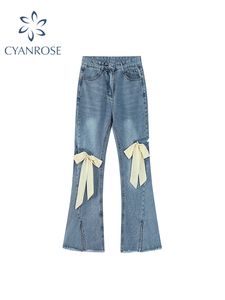 Pantalon Homme Flare Jean Vintage Arc Déchiré Évider Dames Taille Haute Harajuku Mode Stretch Poche Large Jambe Denim Pantalon 230707