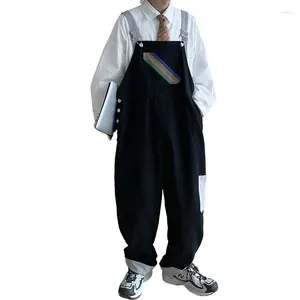 Pantalon homme bretelles robe ample droit américain Vintage poches Cargo japonais combinaison une pièce pantalon large
