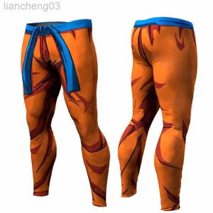 Pantalones de hombre Goku Patrón impreso en 3D Medias de compresión Pantalones Hombres Pantalones deportivos Pantalones ajustados Legging Hombre Vegeta Come Pantalones largos W0414