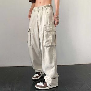 Men's Pants High Street Cargo for Men and Women Baggy Fashion Large Pocket Straight Loose Wide Leg Casual Joggers Trousers Hip Hop Y2302