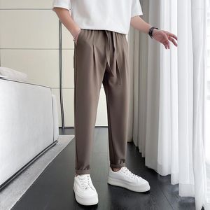 Pantalones para hombres verano legible hombres casuales sólidos sueltos longitud de la cintura elástica de elástica pantalón para hombre