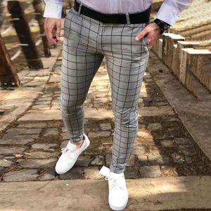 Pantalons pour hommes Homme Casual Plaid Suit Business Work Formal For Men Dress Straight Leisure Slim Fit Pantalons Vêtements pour hommes