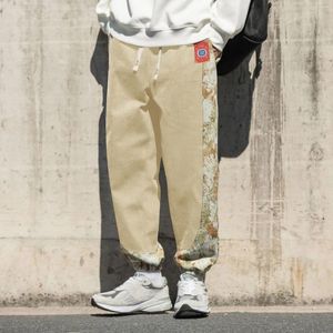 Pantalones para hombres Memory Girls Foot Slipper Big Tall Loose Mens Japonés Retro Tendencia Bordado Color a juego Pantalones casuales