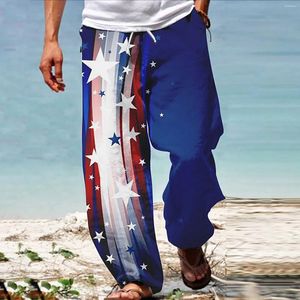 Pantalons pour hommes Hommes Drapeau américain Patriotique pour le 4 juillet Hippie Harem Baggy Boho Yoga 9 10 avec mémoire Chambre pour hommes