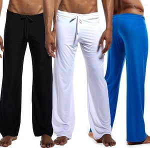 Pantalons pour hommes Hommes Casual Couleur unie Taille basse Cordon de serrage Lâche Pantalon de yoga Droite Pleine longueur Jambe large