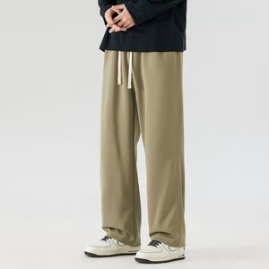 Pantalones para hombres Pantalones rectos elásticos para hombres Simplicidad Color sólido Ropa de calle diaria Otoño Invierno Alta calidad Casual Pantalones holgados al aire libre