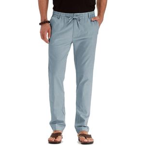 Pantalones de hombre, pantalones casuales de trabajo con cordones para hombre, ropa larga suelta de Color sólido para uso diario en las cuatro estaciones