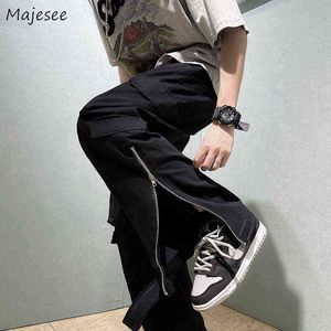 Pantalones de hombre Pantalones de hombre Diseño de hendidura lateral de carga de verano High Street Fashion Estilo europeo Guapo Hip Hop Adolescentes Pantalones masculinos Negro Casual Ins T220909