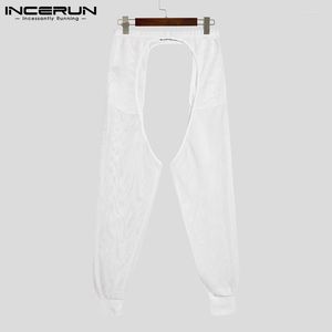 Pantalones para hombres Hombres Hombres Malla Transparente Hollow Out Color Sólido Pantalones Sexy 2023 Streetwear Vacation Pantalon S-5XLMen's Heat22