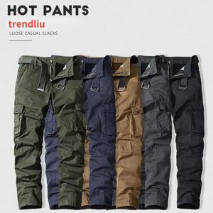 Men's Pants Men's Military Trousers Casual Cotton Solid Color Cargo Pants Men Outdoor Trekking Traveling Trousers Multi-Pockets Work Pants 231027