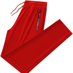 Pantalons pour hommes Pantalons de survêtement rouges pour hommes Respirant Nylon Spandex Cool Joggers Plus Size Sportswear Poches zippées Straight Long Track Pants 220907