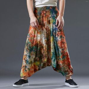 Pantalones para hombres Hombres Tie-dye Baggy Low Drop Crotch Ropa informal suelta Pantalones de chándal Hombre Pantalones de jogging de gran tamaño Nepal Boho Fluid