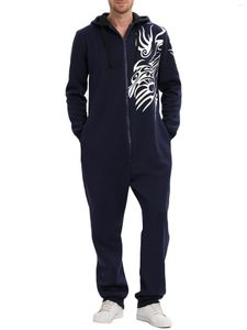 Pantalones para hombres para hombre de franela con cremallera pijama de manga larga con capucha mono cálido y esponjoso en general