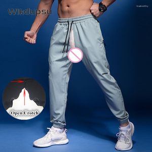 Hommes Pantalons Hommes Sexy Invisible Double Fermetures À Glissière Ouvert Entrejambe Joggers Homme Sportswear Bas Casual Sexe En Plein Air Pantalon De Jogging Pantalon