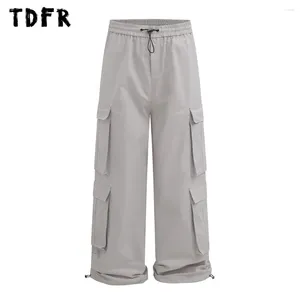 Pantalon masculin de cargaison de cargaison multi-poche pour hommes de style safari couleur solide pantalon de taille élastique