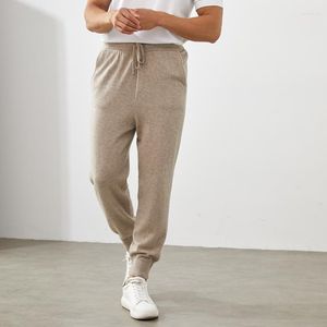 Pantalon homme pur cachemire jambe large couleur unie tricot décontracté haut de gamme pantalon 2023 produit