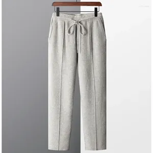Pantalones para hombres Tejido de lana pura Cintura elástica Costura media Boxer engrosado ajustado que mantiene el calor y la moda