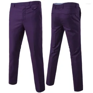 Pantalons pour hommes Purple Slim Fit Straight Hommes Formel Bureau Pantalon avant plat Mens Business Mariage Costume Mâle